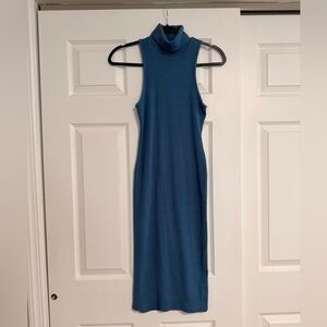 Zara Teal Sleeveless Turtleneck Maxi Dress